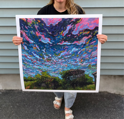 “Dusk at Grandpa's Farm” Paper Print